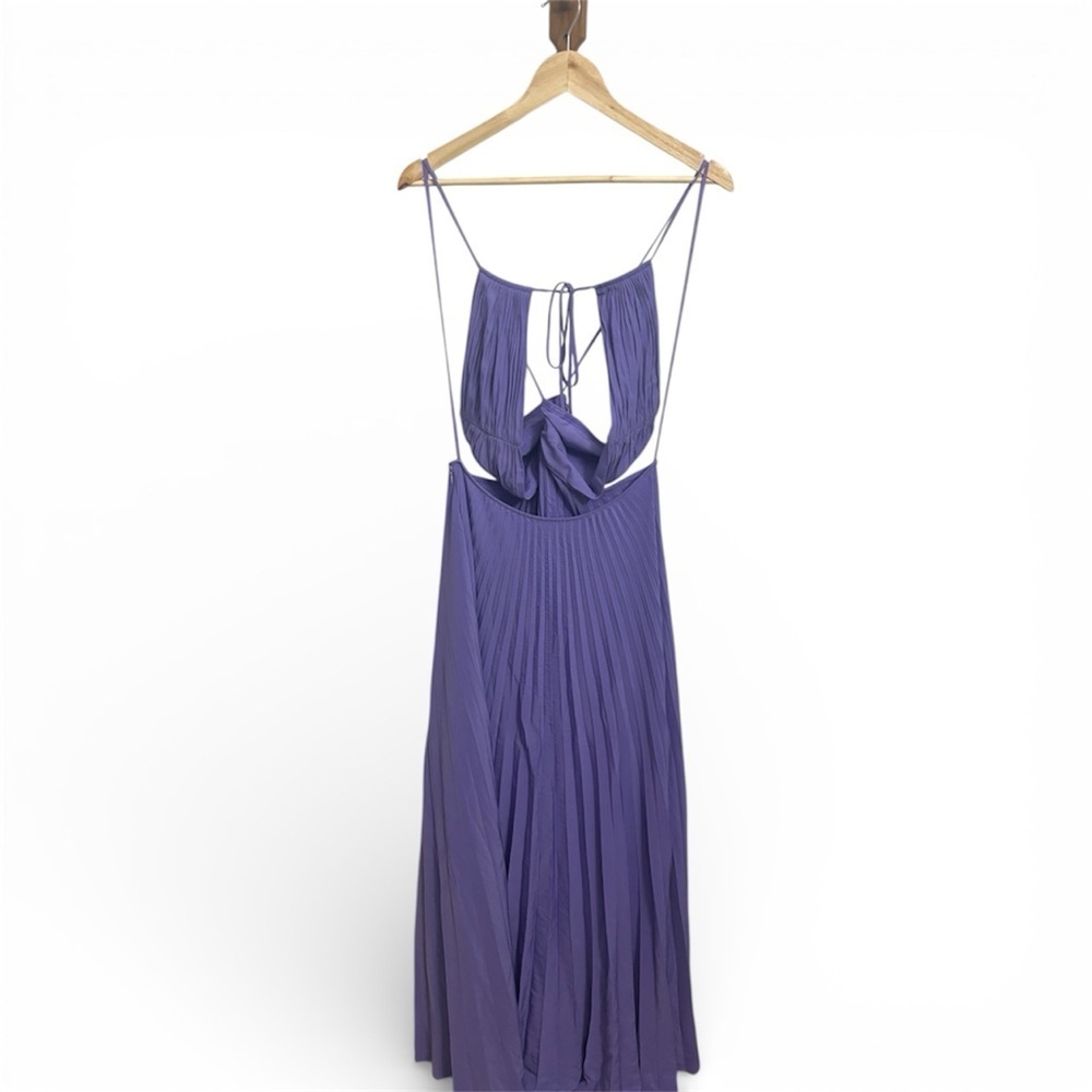 A.L.C. Moira Pleated Purple Halter Maxi Dress Size 14 - Picture 7 of 9